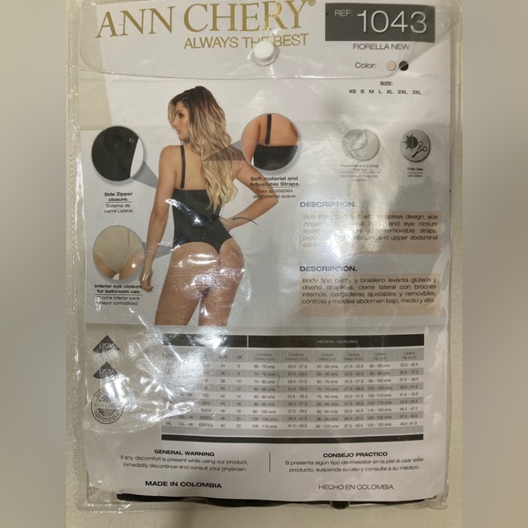 Ann Chery  1043 Fiorella Thong Colombiana Butt Lifting Bodysuit Black/S - Picture 9 of 13